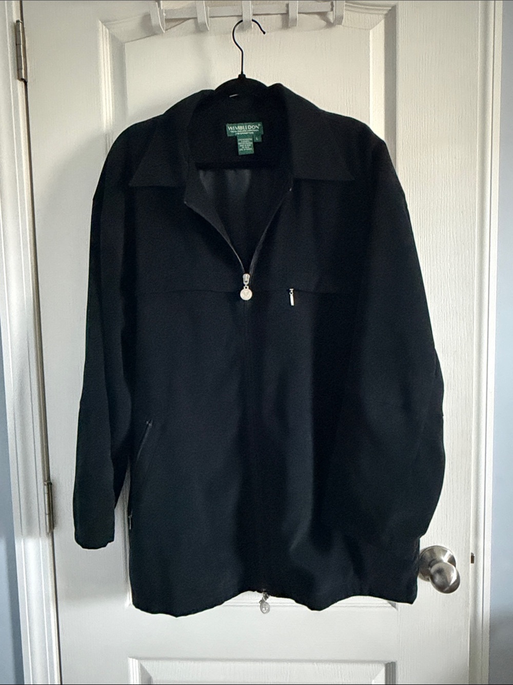 Men’s “Wimbledon Official Tennis Jacket” Minimalist Black Zip size Large